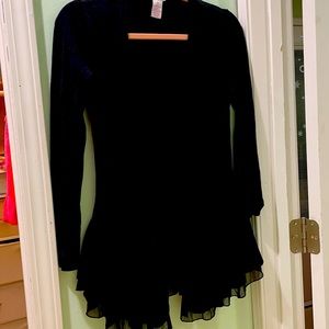 BLACK RUFFLE HEM XXS OPEN CARDIGAN